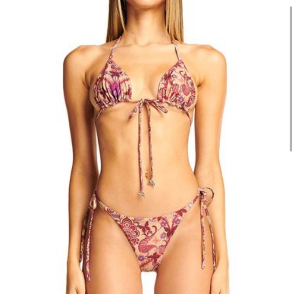 HARLOW BIKINI TOP - TAN PAISLEY